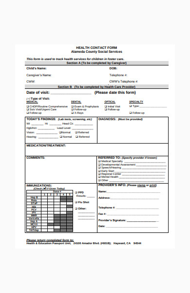 health contact form