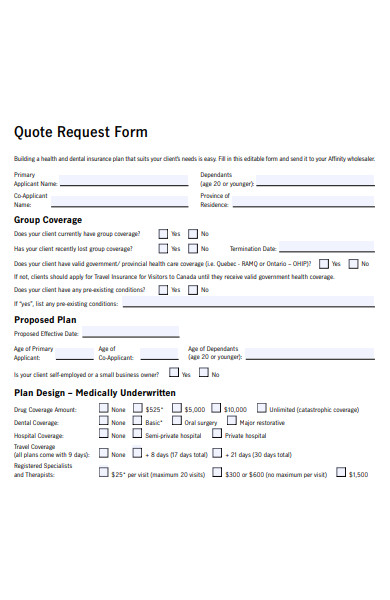 health quote form