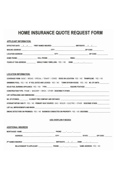 home insurance quote request form