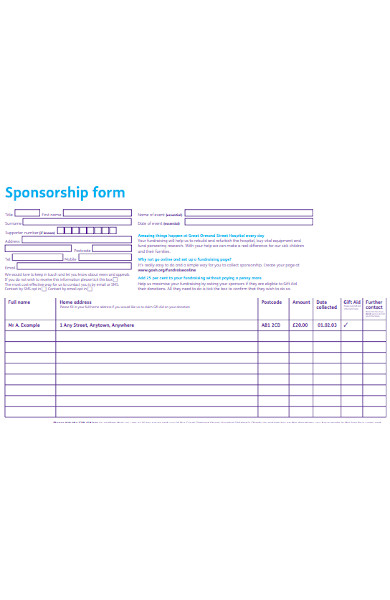 hospital sponsorship form