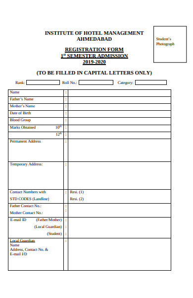 hotel management registration form
