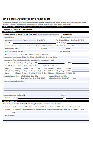 human accident report form