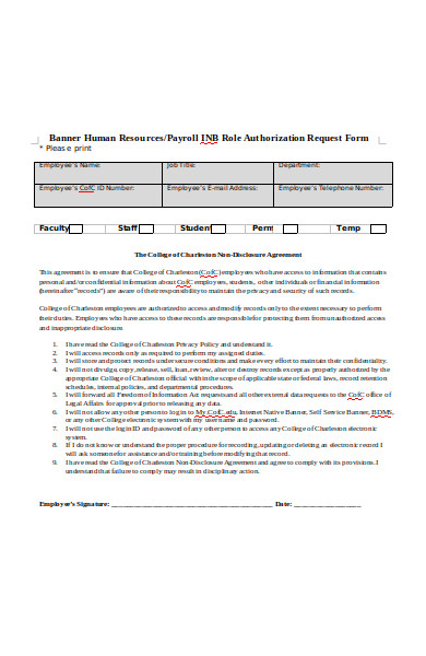 human resources role authorization form
