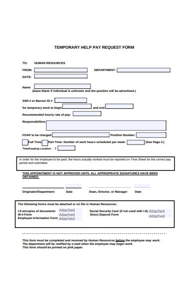 human resources temporary help form