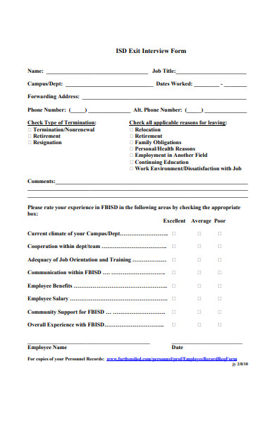 isd exit interview form