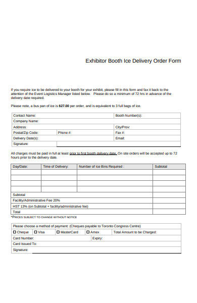 ice delivery order form