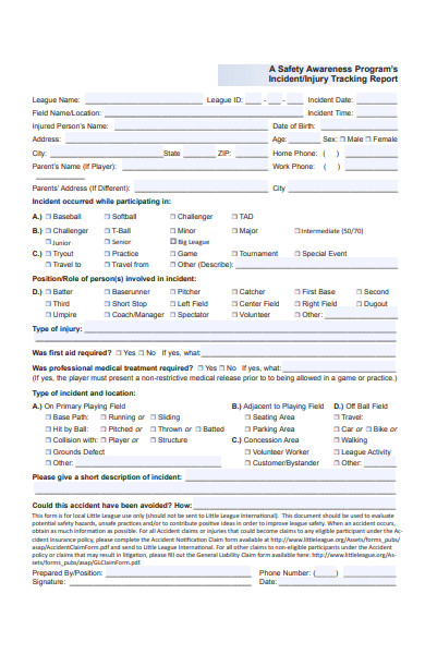 incident tracking report form