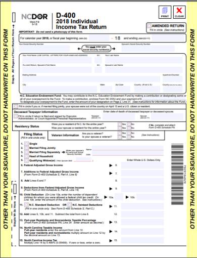 individual income tax return form