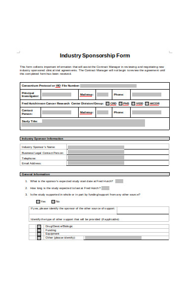 industry sponsorship form