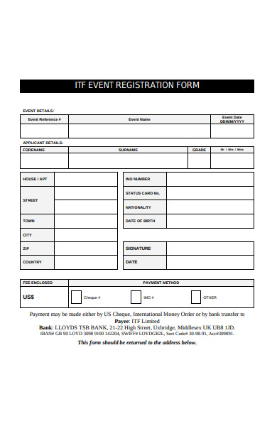 international event registration form