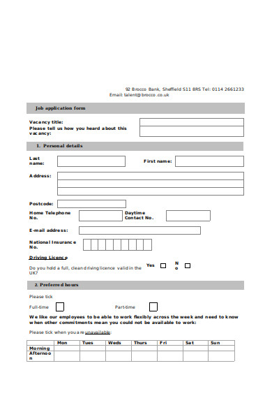 job application form in doc