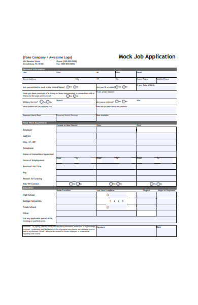 job application form in pdf