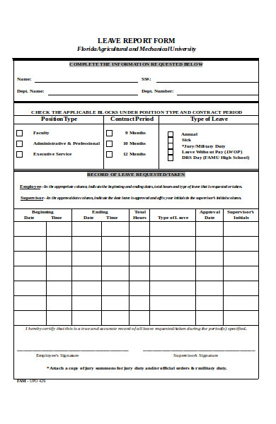 leave report form