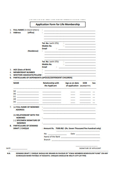 life membership application form1