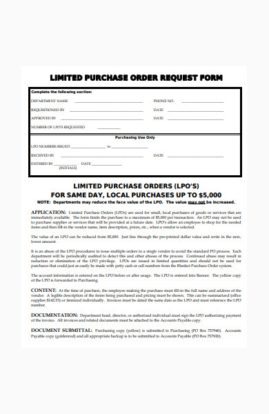 limited purchase order form