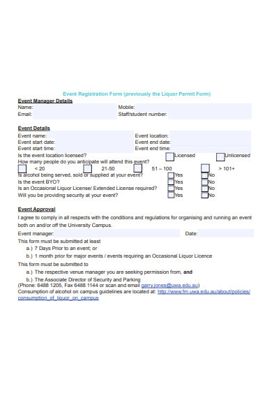 liquor permit event registration form