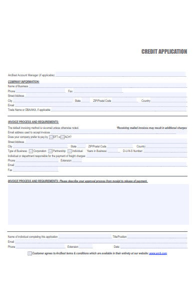 logistics credit application form
