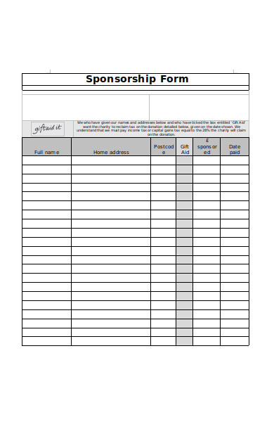 marathon sponsorship form