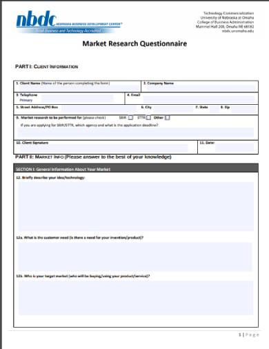 market research questionnaire form