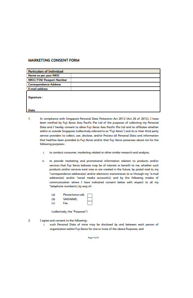marketing consent form template