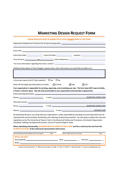 marketing design request form