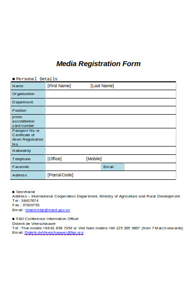 media registration form