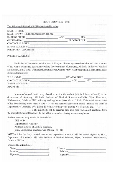 medical donation form