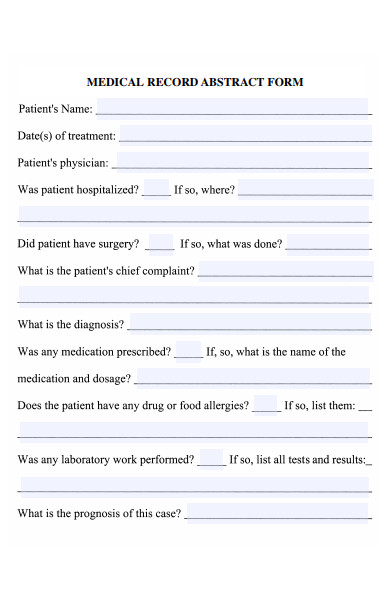 FREE 35+ Medical Record Forms Download – How to Create Guide, Tips