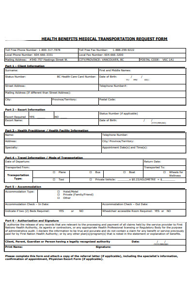 medical transportation request form