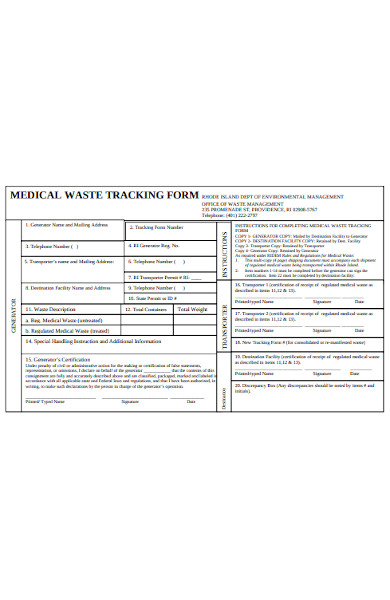 medical waste tracking forms