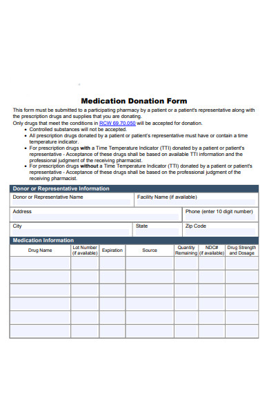 medication donation form
