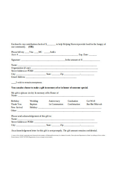 monetary donation form