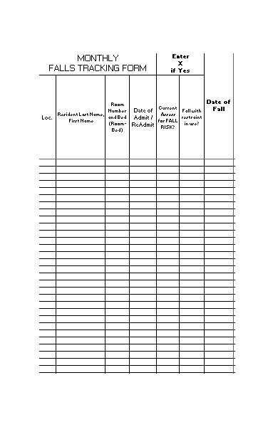 monthly fall tracking form
