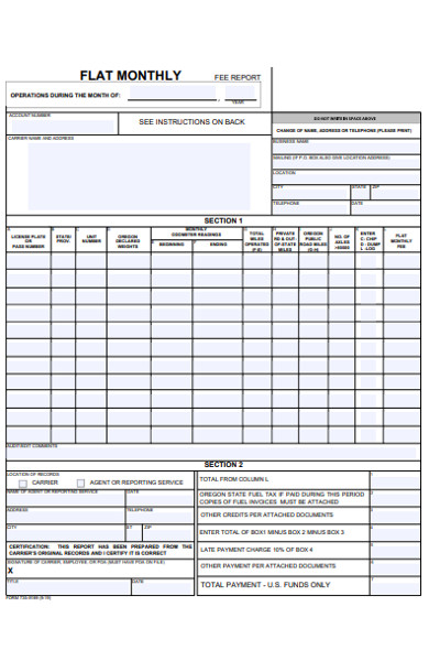 monthly fee report form
