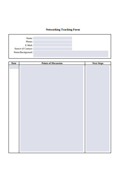 networking tracking forms