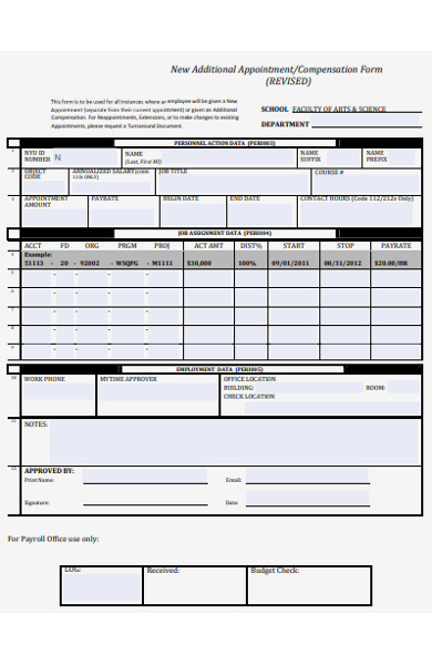 new additional appointment form