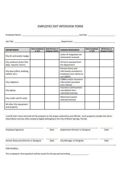 new employee exit interview form