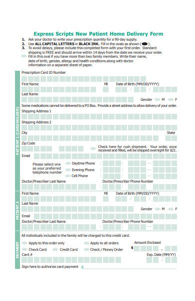 new patient delivery order form