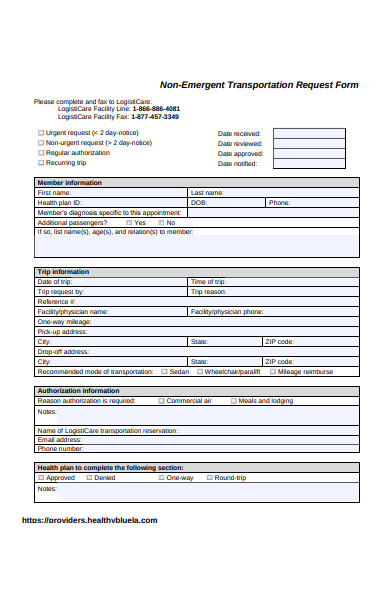 non emergent transportation request form