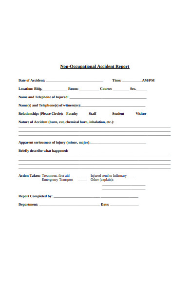 non occupational accident report form