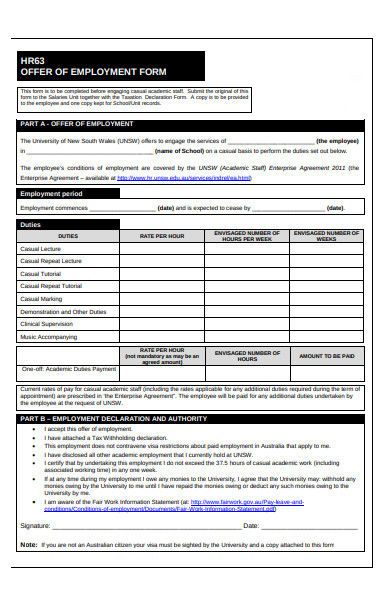 Free 51 Employment Forms In Pdf Ms Word Excel