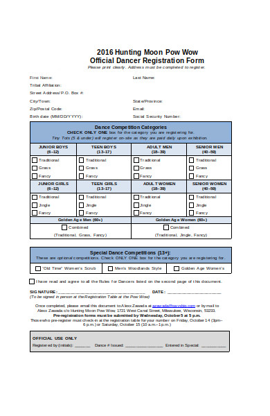 official dance registration form