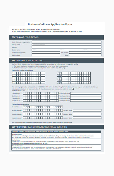online business application form