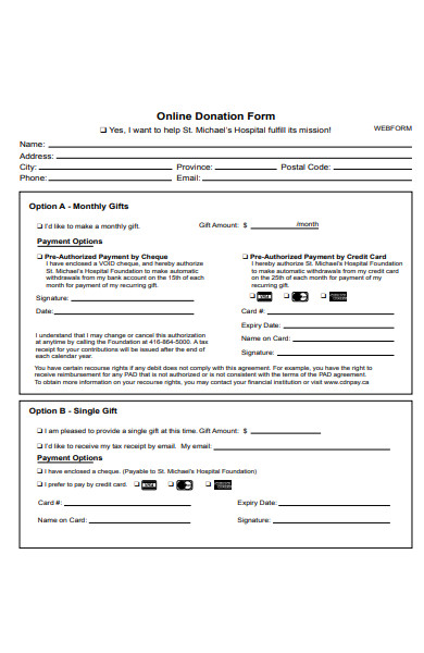 online donation form