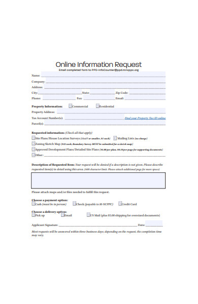 online information request form