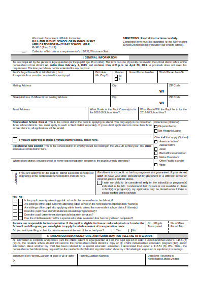 open enrolment application form