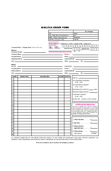 order form format sample