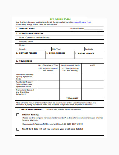 FREE 52+ Order Forms in PDF | MS Word | Excel