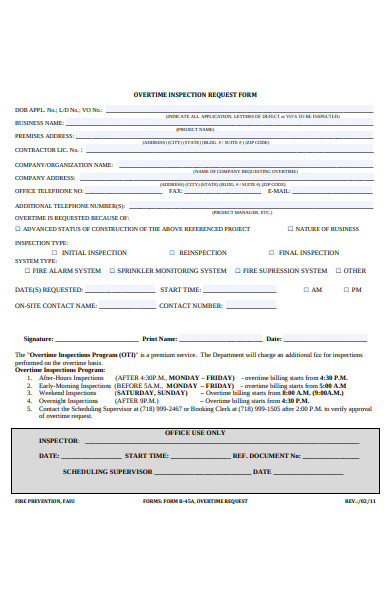 overtime inspection request form