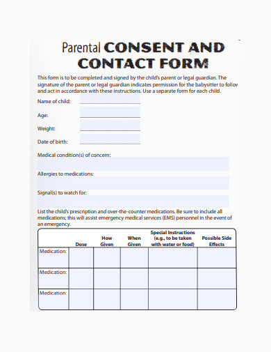 parental contact form in pdf
